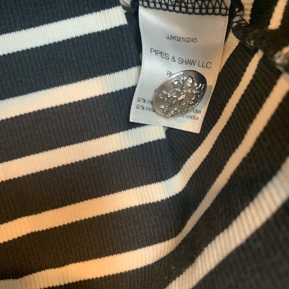 Veronica Beard Mayer Black and White Striped Silver Button Military Top XL - Picture 3 of 6